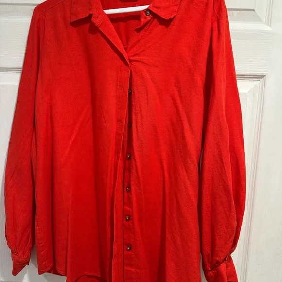 LC Lauren Conrad Red Button Down Shirt - Picture 1 of 4
